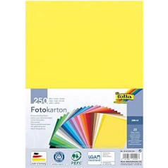 folia 614/250 09 - Fotokarton Mix, DIN A4, 300 g/qm², 250 Blatt, sortiert in 25 Farben, zum Basteln und kreativen Gestalten von Karten, Fensterbildern und für Scrapbooking