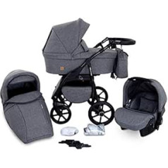 Boston 3-in-1 Combi-Pram Pram Baby Car Seat Buggy Carlo Complete Set