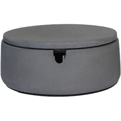 anaan 'BO' Ashtray with Lid Made of Concrete Wind Ashtray Outdoor and Indoor Round Geometric Modern Design Diameter 9 cm x 5 cm