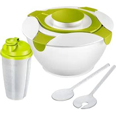 Westmark Salad Set, 3 Pieces, Salad Butler, Salad Servers and Dressing Shaker, Plastic, Transparent/Green, 242222E7