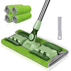 Masthome plakanā mopa, 360° grīdas mops ar 4 mikrošķiedras mopu paliktņiem, 151 cm gara roktura mops, regulējams, metāla pamatnes plāksne, ātrai cietkoksnes, lamināta, flīžu, grīdas tīrīšanai, skrāpja nosūtīšana