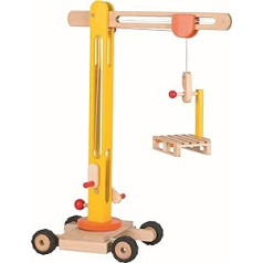 Goki Rotary Crane with Rubber Tyres 48 X23 x 64 cm, 360, Rotation, Beech Wood, 3 +