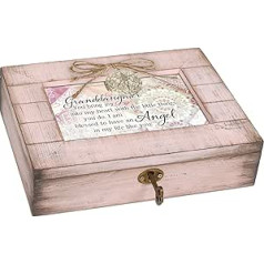 Cottage Garden Granddaughter Joy Blessed Blush Pink Distressed Medallion Music Box Amazing Grace