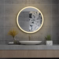 MIQU Bathroom Mirror LED 60 x 60 cm Round Bathroom Mirror with Lighting Warm White / Cool White Dimmable Light Mirror Wall Mirror with Touch + Anti-Fog