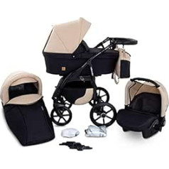 Boston Nevada Buggie, 3-in-1 System, Pram, Combination Pushchair, Baby Seat, Car Seat System, Two-Way Handle, Travel System, Modern, Lightweight Trolley with All Accessories Included