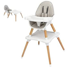 COSTWAY 4-in-1 Baby High Chair, Dining Chair, Children's Chair & Children's Seating Set, Height Adjustable, Baby Chair, Combination High Chair with Safety Belt and Removable Tray (Grey)