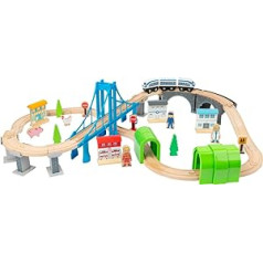 small foot 11492 Wooden Railway with Hanging Bridge and Tunnels, Game World on Two Levels, from 3 Years