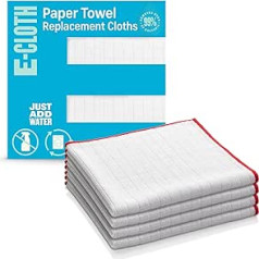 e-cloth Wash & Wipe Microfibre Tea Towels, White with Red Trim, Pack of 4