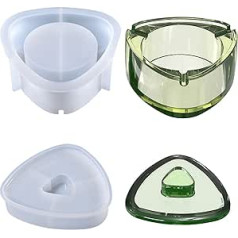 2 Pieces Ashtray Mold, Large DIY Epoxy Resin Silicone Moulds Triangle Ashtray Mould with Lid for Home Decoration