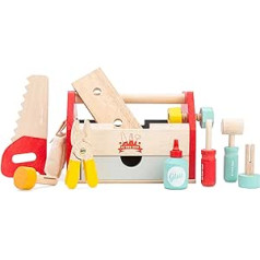 Le Toy Van – Pädagogisches Autos & Baustelle-Spielset aus Holz Werkzeugkiste für Rollenspiel | Für Mädchen & Jungen Holzwerkzeuge-Rollenspiel – Geeignet für Kinder ab 3 Jahren