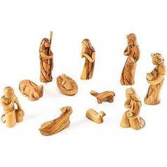 Figura Santa olīvkokā grebta dzimšanas aina no Betlēmes moderns stils Augstums 16 cm Augstas kvalitātes roku darbs