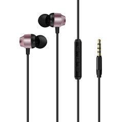3.5 mm jack wired headphones, pink and black