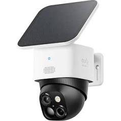 eufy Security SoloCam S340, āra saules novērošanas kamera, 360° novērošana, bez aklo zonu, drošības kamera ar 2,4 GHz WiFi, bez maksas, saderīga ar HomeBase 3