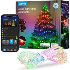 Govee RGBIC Ziemassvētku apgaismojums ārā 20 m, Halloween Fairy Lights iekštelpu Ziemassvētku dekors, LED Fairy Lights āra 200 LED gaismas, 99+ ainas režīmi, IP65 ūdensizturīgs, Alexa saderība