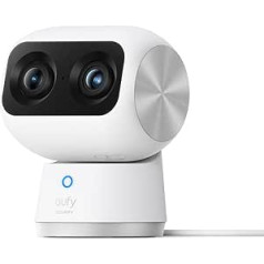 eufy Security Indoor Cam S350, divas kameras, 4K UHD izšķirtspēja, novērošanas kamera ar 8x tālummaiņu un 360° PTZ, cilvēku/dzīvnieku mākslīgais intelekts, ideāli piemērots mazuļa monitoram/mājdzīvnieku kamerai/mājas novērošanai, divjo