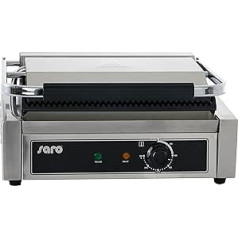 Saro Electric Contact Grill Model PG 1B Professional Grill Plate Table Grill (Electric Grill, Extra Wide, Grooved, Double-Sided, Roasting e.g. Steaks, Non-Stick, 300°, Catering, Stainless Steel, Cast