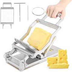 Huanyu Kommerzieller Käseschneider mit 1cm & 2cm Schneidebrett Edelstahl Käseschneider mit Draht Multifunktionaler Drahtschneider für Käse, Butter, Toast und Frühstücksfleisch