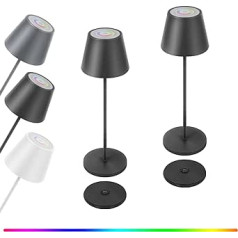 GGNOO iepakojums ar 2 LED aptumšojamām baterijām galda lampa 8 krāsas RGB LED galda lampas akumulators Uzlādējams IP54 ūdensizturīgs galda lampa bezvadu ar uzlādes staciju Kontaktpersona guļamistabai, restorānam, viesnīcai