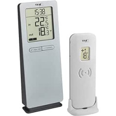 TFA Dostmann LOGOneo bezvadu termometrs, 30.3071.54, istabas temperatūra un āra temperatūra, digitāls, sudrabs