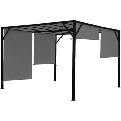 Mendler Pergola Baia, Garden Gazebo Patio Canopy, Sturdy 6 cm Steel Frame + Sunroof Grey