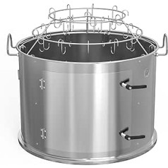 Onlyfire Stainless Steel Smoking Chamber Middle Cooking System for Weber 57 cm Ball Charcoal Grill (Ring + Bacon Hanger Rack Kit), Turn Your Kettle Into Smoky Mountain Cooker