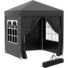 Outsunny Folding Gazebo 2 x 2 m Gazebo with 4 Side Walls, Window, Marquee with UV Protection, Garden Tent with Carry Bag, for Garden, Patio, Steel, Oxford, Black