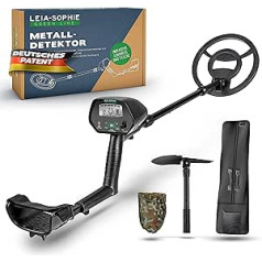 LEIA-Sophie Professional Metal Detector, Height Adjustable, 4 Modes Metal Detector with Pinpointer, Waterproof Coil and Display Lighting, German Instructions