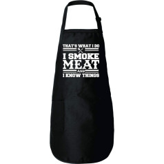 That's What I Do I Smoke Meat And I Know Things Funny BBQ Apron Dad Gift, black