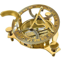 4 collu saules pulksteņa kompass, cieta misiņa saules pulkstenis (saules pulkstenis)