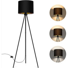 BBHome Floor Lamp LED Dimmable, with 3 Colour Temperatures E27 Bulb, Modern Floor Lamp with Metal Tripod Stand, Floor Lamp Living Room for Living Room, Bedroom, Study, Office