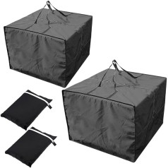 2 x Outdoor Furniture Cushion Storage Bag 210D Oxford Waterproof Protection Storage Bag 81 x 81 x 61 cm (Black)