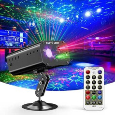 GVOO Disco Ball Gvoo Sound Activated Party Light LED Stage Projector 6 Colours 24 Patterns with Remote Control for Holiday Party Children Birthday Karaoke Club Light Effects Christmas