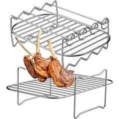 Anloximt Grillrost | Grillrost aus Edelstahl, Rechteckiger Warmhalterost für Hühnerflügel für Garten, Wandern, Camping, Reisen, Outdoor