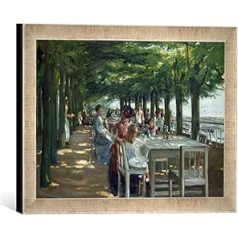 Ierāmēts Max Lībermaņa attēls Terrasse des Restaurants Jacob in Nienstedten an der Elbe, mākslas druka augstas kvalitātes rokām darinātā attēlu rāmī, 40 x 30 cm, sudraba krāsa