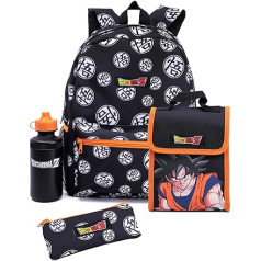 Dragon Ball Z Backpack Set Children Teenagers 4 Pieces Goku Lunch Box Water Bottle