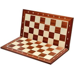 Folding Chessboard Large | Master of Chess | Inarsia Chessboard High-Quality 54 cm | Mahogany Tournament Chessboard No. 6 with Dark Brown Border