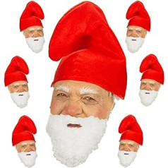 7 Gnome Hats Red + Beard Hat for Costume Dwarfs Gnome Fairy Tale