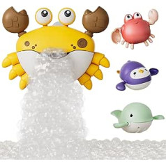 Crab Bubble Maker Toy for Children with 3 Pieces Wind-up Toy Swimming Interactive and Colourful Design Perfect for Bath Water Play