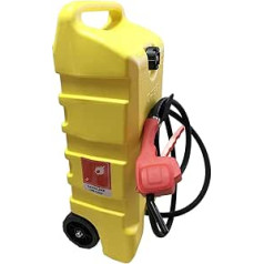 CStern 14 Gallon (53L) Portable On-Wheels Gas Fuel Tank Tank Large Fuel Storage Tank with LE Liquid Transfer Siphon Pump and 10 Feet Long Hose (Yellow)