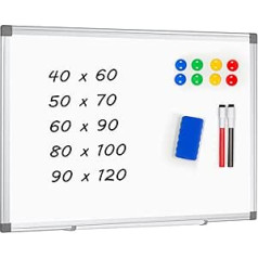 AMUSIGHT Magnetic Whiteboard, 80 x 100 cm, Aluminium Frame, Dry Erase Large Whiteboard for Wall, Office, Home and School