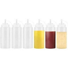 JJOnlineStore plastmasas izspiežamā dozatora pudele kečupa sinepēm čili majonēzes mērces etiķis ar vāku 6 iepakojumi caurspīdīgs 8 unces / 225 ml