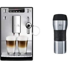 Melitta E 957-103 Fully Automatic Coffee Machine Caffeo Solo & Perfect Milk (Cappuccinatore) Silver + Melitta 206056 Insulated Drinking Cup