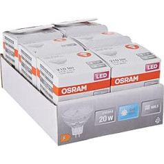 Osram Star Reflector LED lampa GU5.3 ligzdai, caurspīdīgs stikls, vēsi balts (4000 K), 210 lūmeni, parasto 20 W spuldžu nomaiņa, bez regulēšanas, 6 gab.