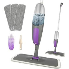 Wiper with Spray Function - HOMSIER Spray Mop Floor Mop Spray Mop for Quick Cleaning with 550 ml Water Tank and 3 Microfibre Covers, Mop for Laminate Tiles Wooden Floors Parquet Marble Floor