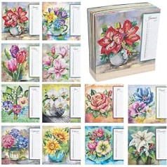 Ideen mit Herz Diamond Painting Calendar | Piecelties | 21 x 21 cm | 2024. un 2025. kalendārajam gadam | Ietver dimanta krāsošanas piederumus un koka statīvu (ziedi)