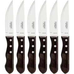 Tramontina Jumbo Steakmesser Set 6-teilig, Edelstahl, Holzgriff Braun, FSC