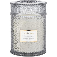 La Jolíe Muse Scented Candle in Glass, Dark Berry & Bergamot, 550 g, Natural Candle for Home, 80 Hours Long Burning Time, Christmas Gift Candle