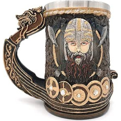 AB Viking Crafts Dekoratīvā Viking Viduslaiku Alus Krūze 0,6L Nerūsējošā tērauda sveķu Pārtikai Drošs Karstumizturīgs