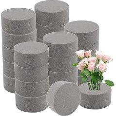 HEIHAK 24 Pieces 3 Inch Round Flower Foam Blocks Grey Dry Foam Blocks Floral Arrangement Foam for Wedding Decoration and Crafts