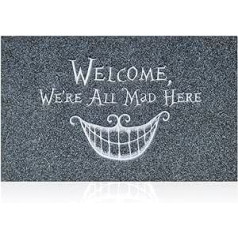 AOAOPQ Funny Doormats Outdoor Welcome Mat iekštelpu Smiley grīdas paklāji ar neslīdošu gumijas pamatni Mēs visi esam šeit Paklājiņi Viegli tīrāms Pelēks